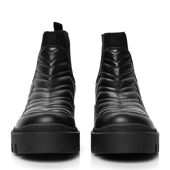 GUCCI Frances Matelassé Double G Logo Chelsea Women Boots Sz: 8 - Picture 2 of 10